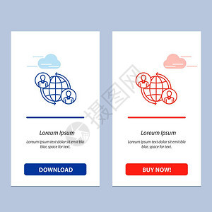 连接用户互联网全球蓝色和红下载购买网络部件卡模板图片