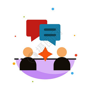 演讲女人男人组合聊天抽象平板颜色图标模插画