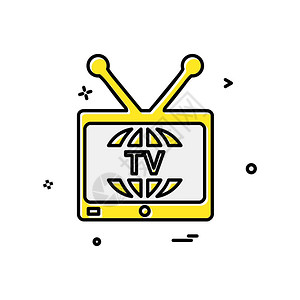 电视机tvtv图标设计矢量插画