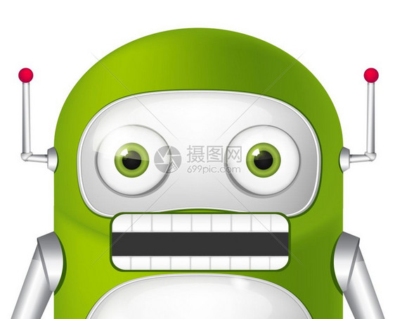愤怒的绿色卡通机器人图片