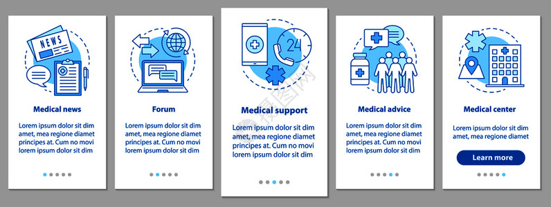 医疗新闻论坛咨询诊所支助步骤图示指uxig带插图的病媒模板图片