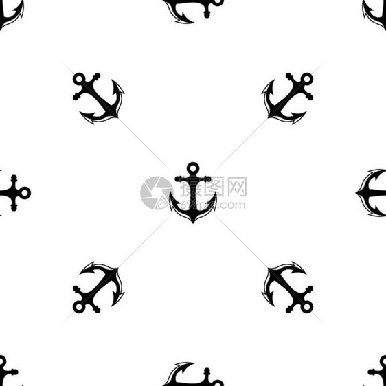 船锚黑白重复图案矢量设计元素图片