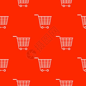 红色背景的超市购物车图片