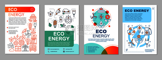 生态能源小册子布局绿色技术传单小册子带有线插图的传单印刷设计替代能源杂志的矢量页面布局年度报告广海生态能源小册子模板布局图片