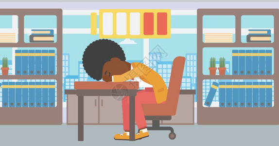 在工作场所睡觉的非裔女子图片
