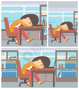 在办公室睡觉的女性员工图片