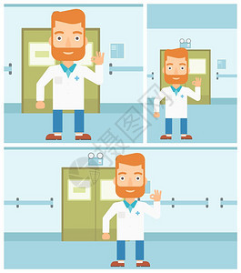 在医院走廊上做OK手势的医生图片