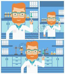 医生在实验室里做实验矢量卡通人物图片