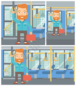 乘坐公交汽车的男乘客图片
