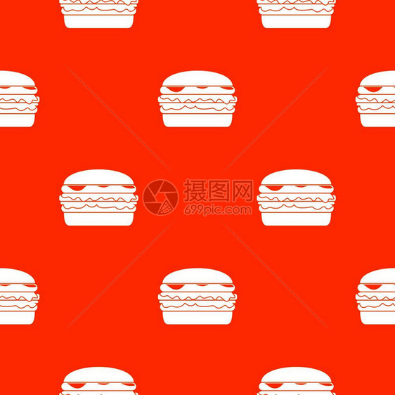 汉堡包无缝红色图案矢量设计元素图片