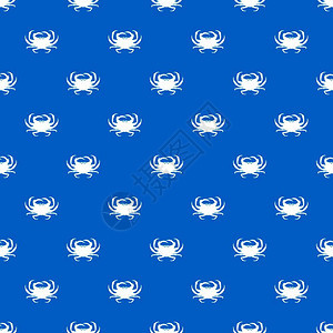 螃蟹无缝蓝色图案矢量设计元素图片