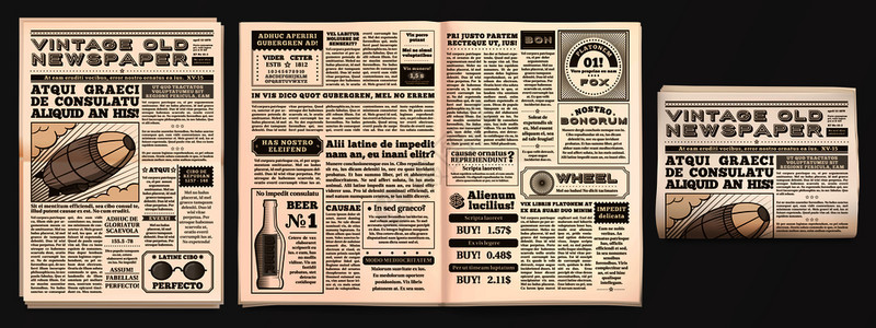 旧式报纸模型新闻印刷页小报杂志和旧式新闻报纸或杂志孤立3d病媒模板的新闻报道小册子老式报纸模型小杂志和旧式新闻孤立3d病媒模板图片