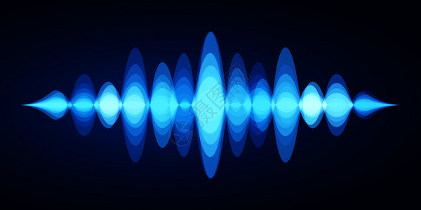 大叫的声音蓝色声音波形频谱振动矢量图插画