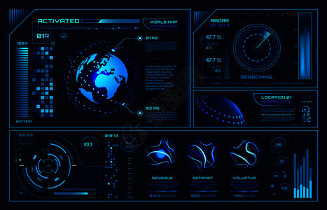 交互式地球和网络天空纤维屏幕技术未来汽车图形界面图片