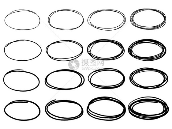 oval草图框架圆木和孤立矢量集图片