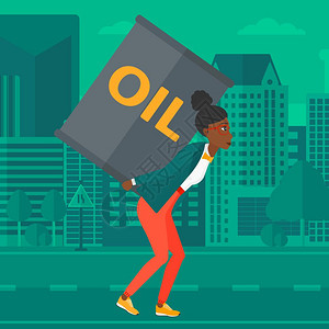 背着油罐的非洲人城市背景插画图片