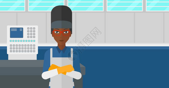 一名工厂车间的非裔女焊工图片