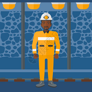戴安全帽身处隧道的非裔矿工图片