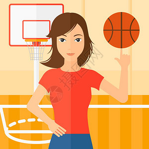 女生转球篮球场矢量背景图图片
