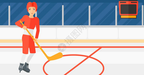 女冰球运动员卡通插图图片
