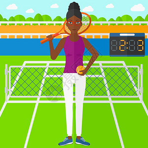 在网球场上的非裔女孩图片