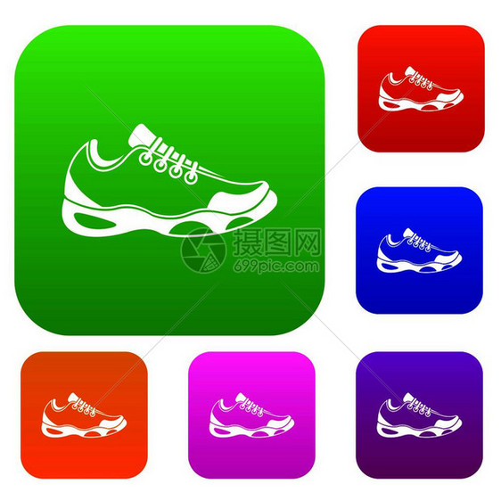 不同颜色孤立矢量插图中网球组标的运动鞋溢价收集网球套的运动鞋图片