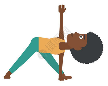 一名做瑜伽的黑人女性卡通矢量人物图片