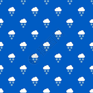 云层和雪花无缝蓝色图案矢量设计元素图片