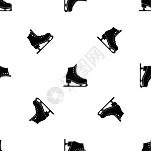 滑冰鞋无缝黑色图案矢量设计元素图片
