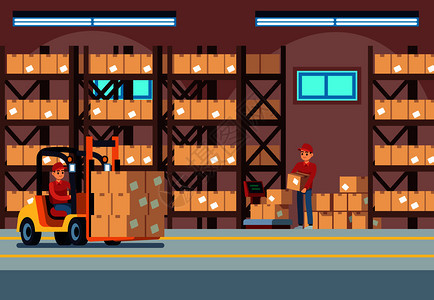 工业仓库运输背景插画图片