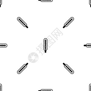医学温度计无缝黑白图案矢量设计元素图片
