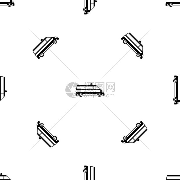 黑色救护汽车型重复几何图示图片