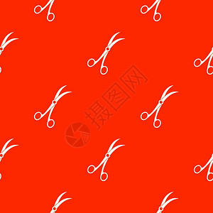 剪 裁外科剪刀无缝红色图案矢量设计元素插画