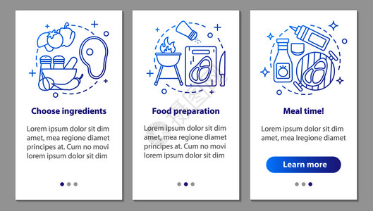使用线概念选择食品准备时间步骤图形说明图片