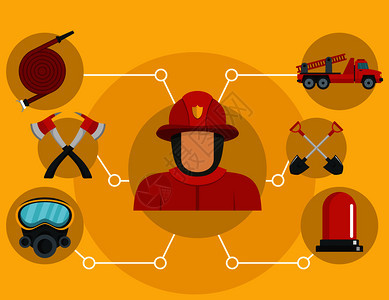 消防员横幅向量横幅用于网络的平面插图消防员横幅平面风格图片