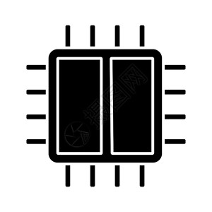 显微芯片cpu计算机电话处理器集成电路硅色符号负空间矢量孤立图示图片