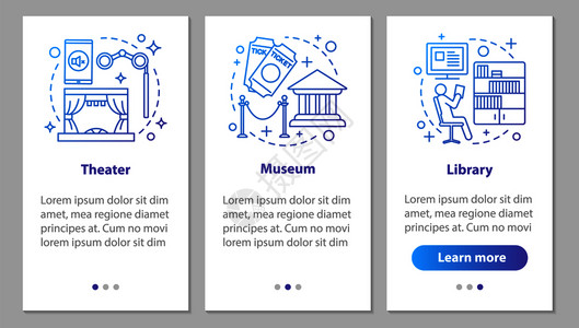 图书馆剧院博物步骤图示说明uxgi矢量模板附有插图图片