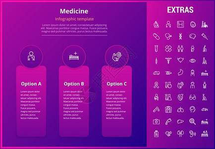 药物信息模板元素和图标信息表包括由医学听诊器残疾人医院生急救包保健专业人员等组成的直线图标医学信息模板元素和图标图片