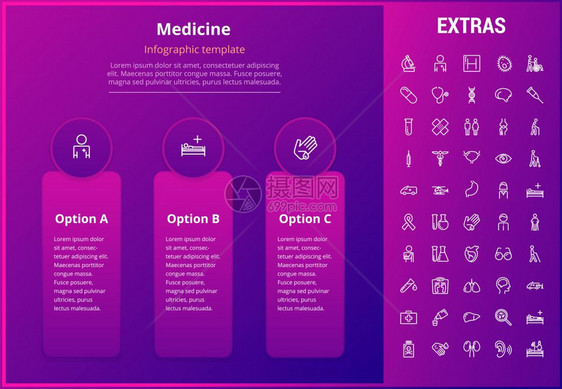 药物信息模板元素和图标信息表包括由医学听诊器残疾人医院生急救包保健专业人员等组成的直线图标医学信息模板元素和图标图片