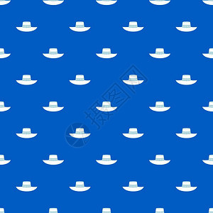 任何设计均以蓝颜色无缝重复矢量几何图示女帽子模式无缝蓝色背景图片