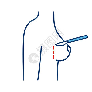 胸外切开颜色图标矫正女乳房手术透开整形手术外皮切开孤立的病媒图例胸外切开开外图片
