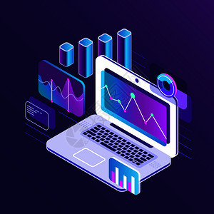 分析报告图表概念和网络金融投资计算器数字图表矢量平板金融市场分析是商业膝上型计算机的3张图分析报告附有信息图表矢量平板的分析报告图片