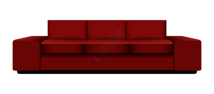 现实风格红沙发模型插画图片