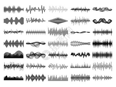 声波和音乐数字平衡器面板声波振幅形成无线电频率音乐声波击打脉冲和音可视化振动波矢量孤立图示收集声波和音乐数字平衡器面板声波振幅击图片