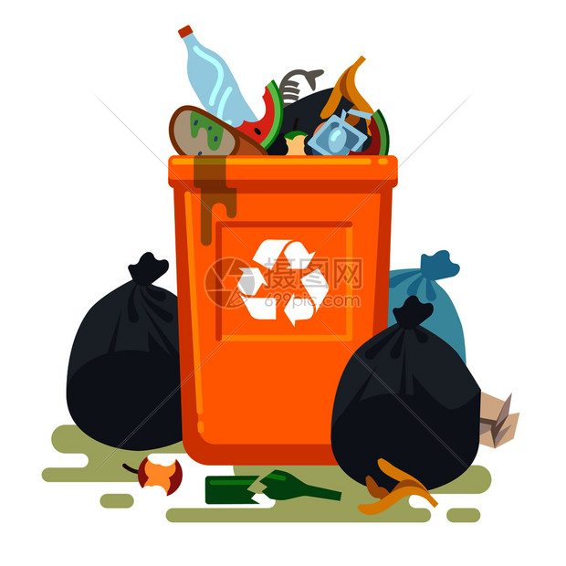 垃圾桶垃圾卡通矢量设计元素