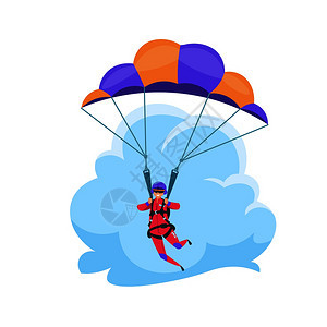 天空中蓝色白云下的跳伞运动员图片