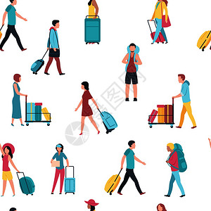 旅行人员无机场旅游行李乘客3d矢量图图片