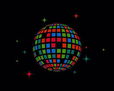 主持人话筒disco舞球矢量图标插设计模板插画
