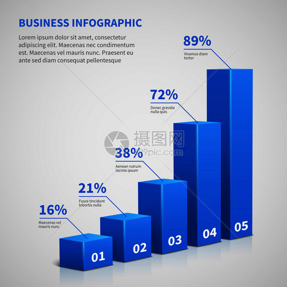 3d图表条形统计表条形矢量带有步骤和选项的矢量图表图片