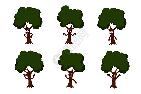 漫画有趣拟人树木元素插图图片素材